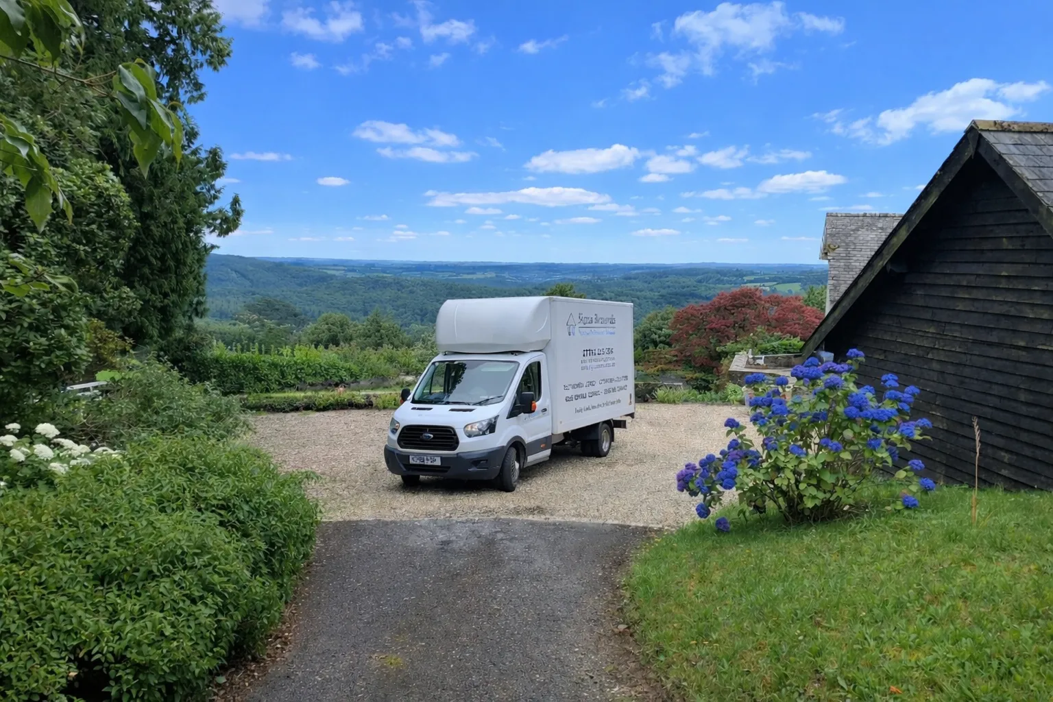 Sigma Removals van in the Devon countryside